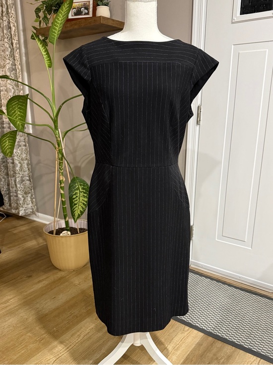 ANTONIO MELANI Dresses & Skirts - ANTONIO MELANI Black Pinstripe Midi Sheath Dress size 14